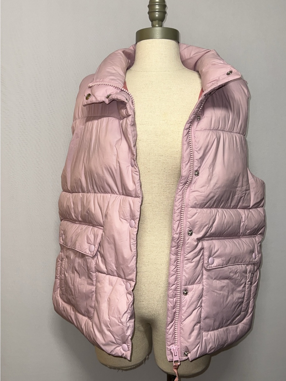 J. Crew Light Pink Quilted Puffer Vest